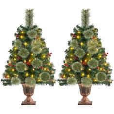 Árvore de Natal de Mesa Yaheetech 91cm (Pacote com 2) - Luzes LED