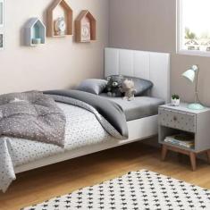 Cabeceira Solteiro Laura 0,90 Almofadada Corino-Branco