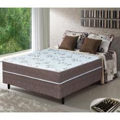 Cama Box Conjugada Casal Umaflex New Florença Com Molas Ensacadas 55x138x188cm Marrom Com Bege