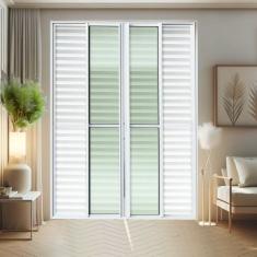 Porta De Correr Venez. 6 Folhas Moveis 210 X 240 Elite Com Fecho Automático Vidro Liso Branco