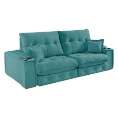 Sofá Retrátil Reclinável Com Porta Copos 190cm Istambul Yescasa Pistache