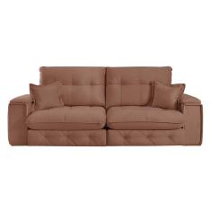 Sofá Retrátil Reclinável Com Porta Copos 190cm Istambul Yescasa Marrom Claro