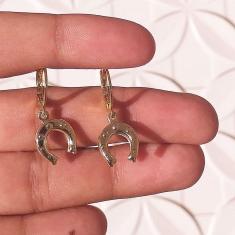 Brinco De Argolinha Ferradura Country Folheado A Ouro 18K