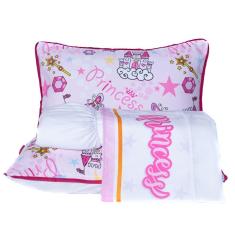 Jogo De Cama Princesa Estrelas Branco Queen 04 Peças - Micropercal 180 Fios
