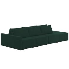 Sofá Ilha Modular Com Puff Para Sala Living 342cm Georgia K04 Veludo Verde - Mpozenato