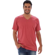 Camiseta Masculina Algodão Decote V. Lisa Vermelha - Anistia