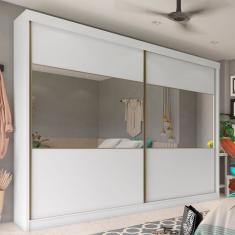 Guarda-Roupa Casal com Espelho Valência 2 Portas 6 Gavetas Branco