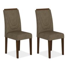 Conjunto 2 Cadeiras Lima Imbuia/ Cappuccino - Moveis Arapongas