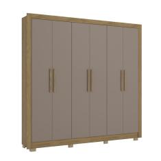 Guarda-Roupa Casal Kappesberg 6 Portas 2 Gavetas Marrom Cinza - CB02M569