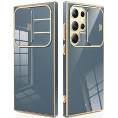 CAPRARO Capa para Samsung Galaxy S24 Ultra com capa para câmera, [1 protetor de tela e capa de câmera deslizante] Capa protetora à prova de choque de grau militar para S24 Ultra capa de 6,7 polegadas,