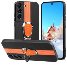 Yarxiawin Capa de telefone para Samsung Galaxy S21 FE 5G capa de couro com suporte de anel preta, capa para Samsung S21 FE à prova de choque com suporte, capa fina, antiderrapante, borda macia de