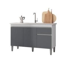 Gabinete Balcão Multiuso Tatiane 120cm 3 Portas e 1 Gaveta S/Tampo - A