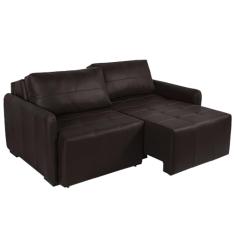 Sofá Decorativo 3 Lugares Sala de Estar 220cm Reclinável e Retrátil Kassandra Couro Marrom G34 - Gran Belo