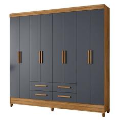 Guarda Roupa Casal Flórida 8 Portas E 4 Gavetas Freijó Cinza - Moval Freijó Cinza