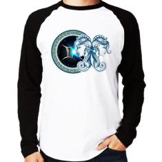 Camiseta Raglan Signo Gêmeos Astrologia Manga Longa - Foca na Moda, Br