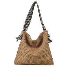 Bolsa De Palha Alça Xadrez Moda Verão