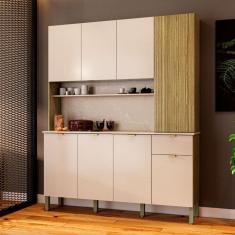 Cozinha Compacta Slow 8 Portas 1 Gaveta Freijó/Vanilla - Kits Paraná