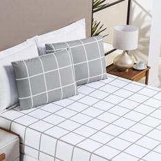 Jogo de Lençol Casal Square pç 100% Poliéster - Cinza - Lilly Home Enx