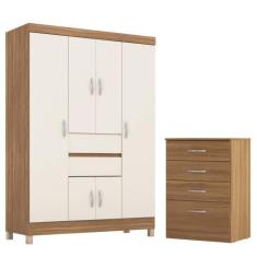 Conjunto Quarto Guarda Roupa e Comoda Pescara Amendola Off-White - Cas
