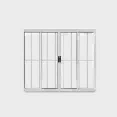 Janela de Correr Abertura Central Exclusiva 4 Folhas Grade Vidro Liso 100x120cm Espresso Esquadrias