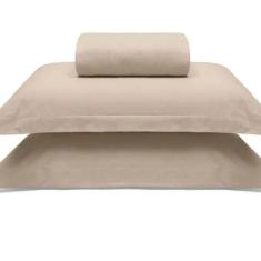 Jogo De Cama Buettner Casal Malha 100% Algodao Liso 3 Peças Image Bege