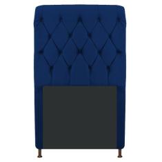 Cabeceira Estofada Cristal 90 cm Solteiro Com Capitonê Suede Azul Mari