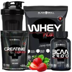 Combo Black Skull: Whey Turbo 907g + Creatina Turbo Refil 150g + Bcaa 