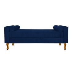Recamier Baú Félix Solteiro 90cm Suede Azul Marinho