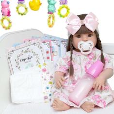 Boneca Bebê Reborn Laura 52cm Toda de Silicone + Acessórios - Cegonha 