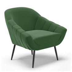 Poltrona Giovana Suede Verde Pés Palito de Ferro - D'Rossi