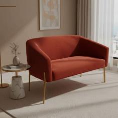 Sofá 2 Lugares Namoradeira Pé de Ferro Dourado Stella Bouclê D03 - D'R