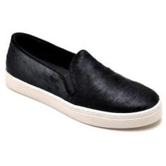 Tênis Slip On em Couro Legítimo Pelo Q&A Feminino-Feminino