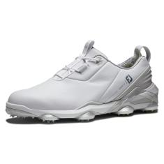 FootJoy Tênis de golfe masculino Tour Alpha estilo temporada anterior, Branco/cinza/limão, 7 X-Wide
