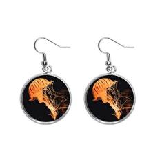 Brinco de orelha com pingente de orelha de água-viva do oceano, ciência e natureza, joia feminina