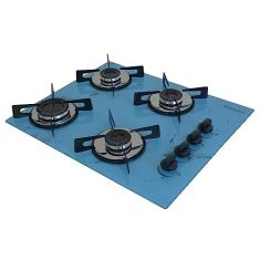 Cooktop Premium 4 bocas Ultra chama Marmorizado Azul Chamalar Bivolt.