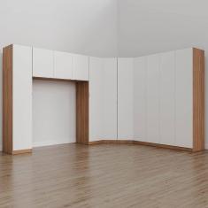 Guarda Roupa Modulado Casal de Canto 11 Portas 5 Peças Hera Cabecasa Madeiramadeira Louro/Branco Geada/Cromado