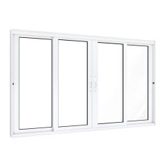 Janela de Alumínio de Correr 120x200cm 2 Folhas Móveis 2 Fixas com Vidro Lucasa Eccellente Branco