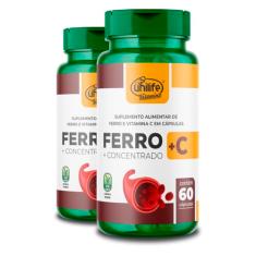 Kit 2 Ferro com Vitamina C 60 cápsulas Unilife