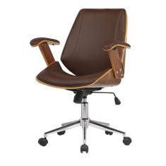 Cadeira Giratória Lisboa Rivattis S/ Encosto De Cabeç Madeira Laminada Em Pu Marrom Base Rodízio