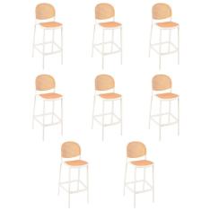 Kit 8 Banquetas Alta Mumbai Telinha com encosto 115 cm