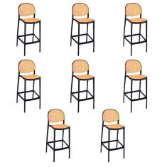 Kit 8 Banquetas Alta Mumbai Telinha com encosto 115 cm