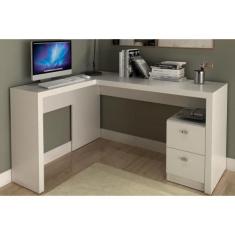 Mesa de Escritório ME4129 c/ 2 Gavetas Branco - Tecno Mobili