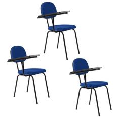 kit 3 Cadeiras Universitária Secretária com Prancheta Ecoflex