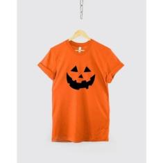 Camisa De Halloween Com Cara De Abóbora Baby Look Fantasia - SEMPRENAL