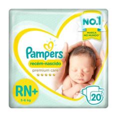 Fralda Pampers Premium Care Recém Nascido Plus com 20 unidades - 3 à 6