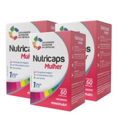 Kit 03 Nutricaps Mulher Polivitaminico Maxinutri 60 Capsulas