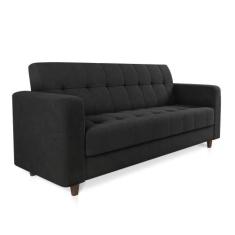 Sofá 03 Lugares Arezzo Suede Pés Chanfrado Tabaco - D'rossi Cor Preto 