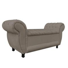 Recamier Baú Londres 1,20 M Suede Marrom Rato - DROSSI