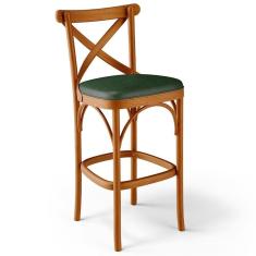 Banqueta Alta Cozinha Bancada Bar Sala De Jantar Estofada ávila L02 Couríssimo Verde Musgo - Lyam