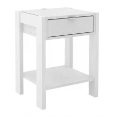 Mesa De Cabeceira Com Tomada 1 Gaveta Az1016 Branco Branco